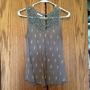 Maurice’s neutral olive green lace tank